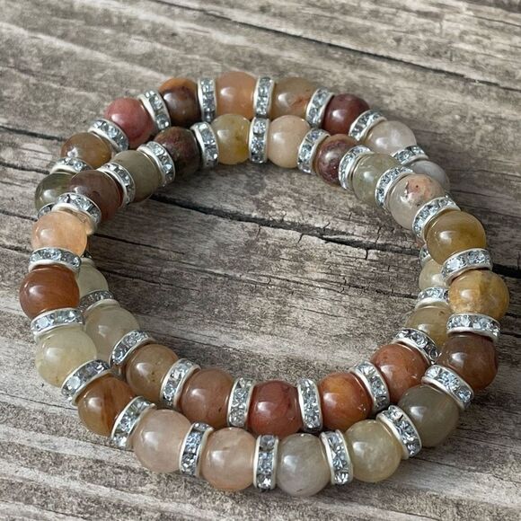 Garden phantom quartz rhinestone colorful 8mm ONE stretch bracelet NEW 7.5” rhon - Picture 1 of 12
